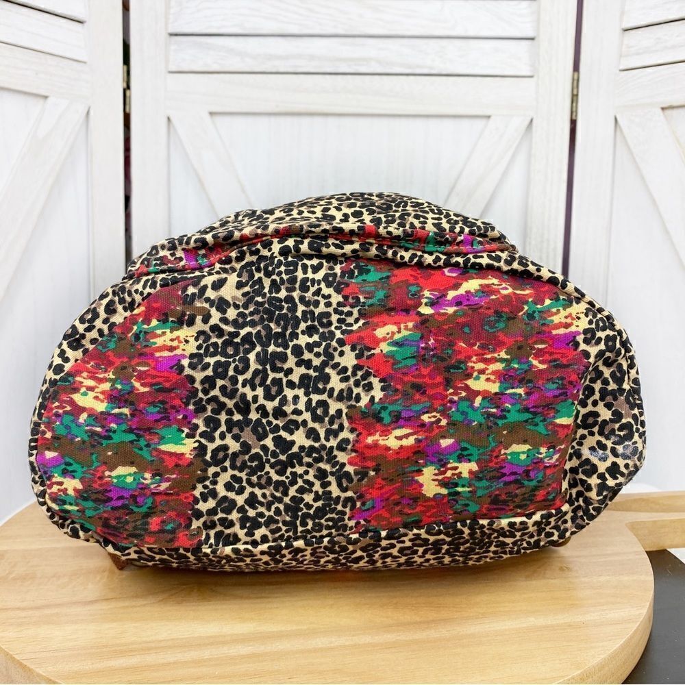 Bongo Leopard Print Multicolor Canvas Backpack Br… - image 5